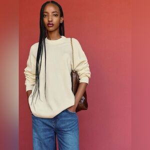 NWT Reformation Fabian Merino Wool Crew Sweater in Lemon Icing